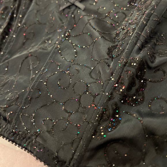 EUC VTG 90s black lace rainbow glitter bustier sz small Spencer 32A - Picture 6 of 12